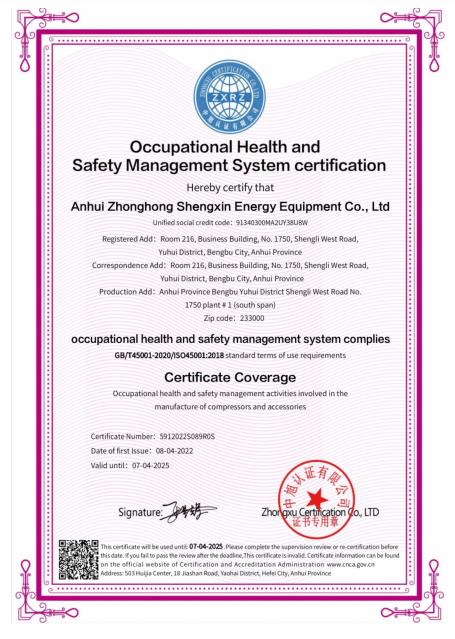 Occupational Health and Safety Management System certification